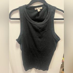 Banana republic black cropped ribbed tank - size L - black